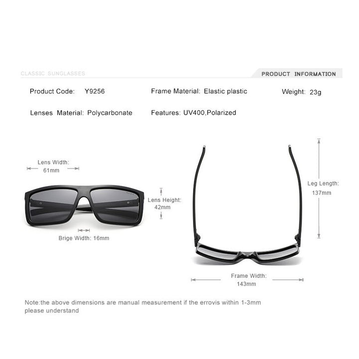 Oley Unisex Square Tr 90 Polarized Sunglasses Y9256 Sunglasses Oley