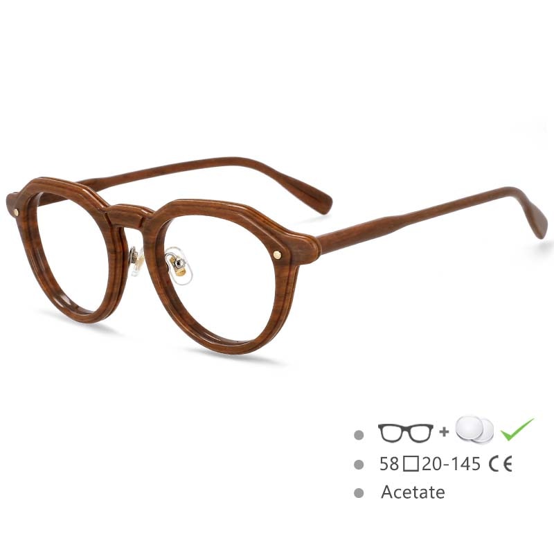 CCspace Unisex Full Rim Round Acetate Frame Eyeglasses 54541 Full Rim CCspace brown China