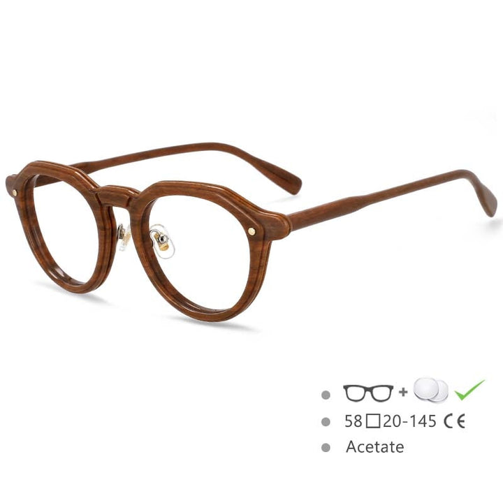 CCspace Unisex Full Rim Round Acetate Frame Eyeglasses 54541 Full Rim CCspace brown China