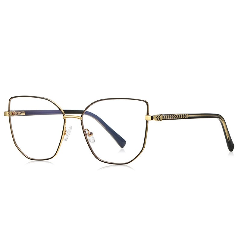 CCspace Unisex Full Rim Square Cat Eye Alloy Eyeglasses 55710 Full Rim CCspace GoldBlack China