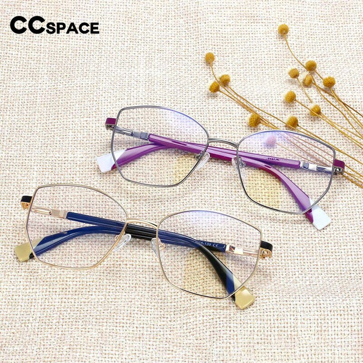 CCspace Women's Full Rim Square Cat Eye Alloy Frame Eyeglasses 54273 Full Rim CCspace