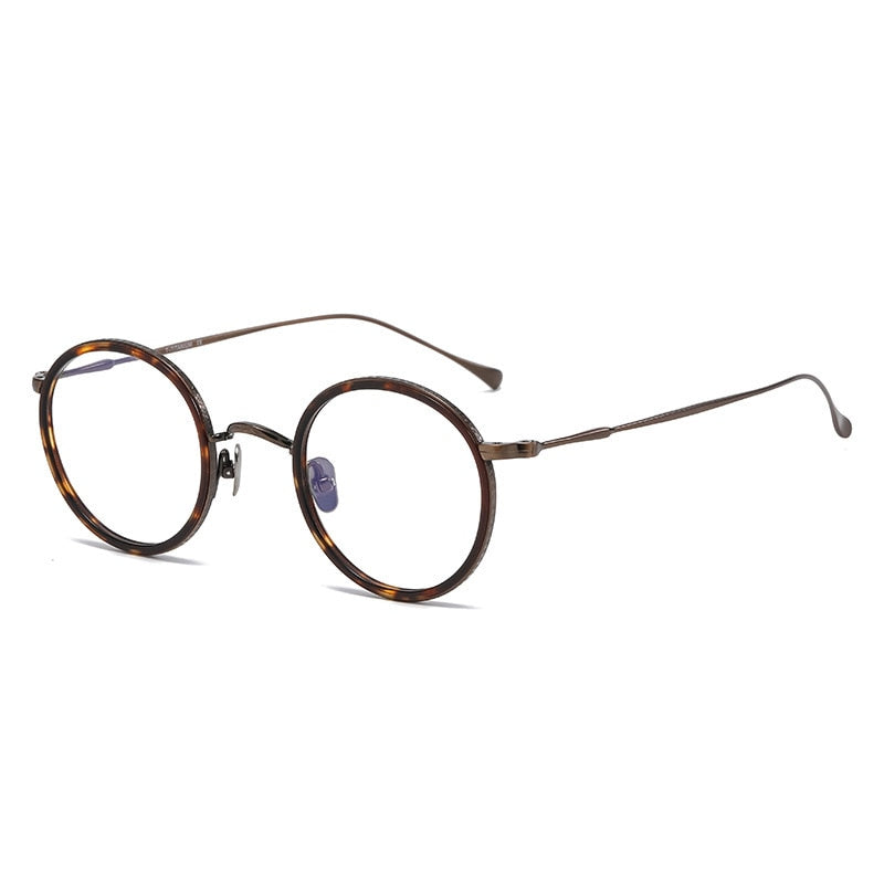 CCspace Unisex Full Rim Round Titanium Eyeglasses 53234 Full Rim CCspace Leopard China