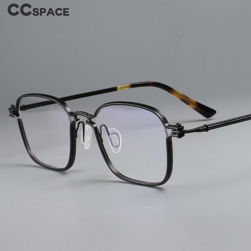 CCspace Unisex Full Rim Square Handcrafted Titanium Eyeglasses 54708 Full Rim CCspace