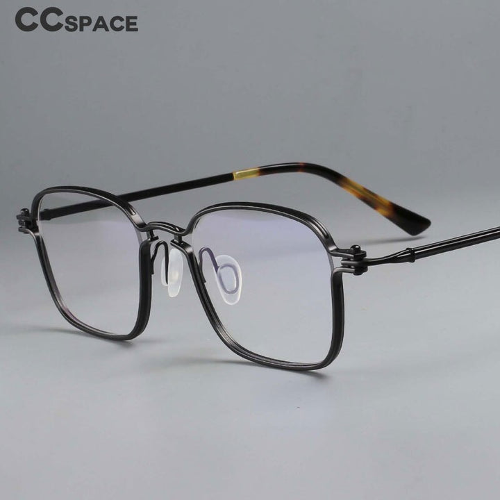 CCspace Unisex Full Rim Square Handcrafted Titanium Eyeglasses 54708 Full Rim CCspace