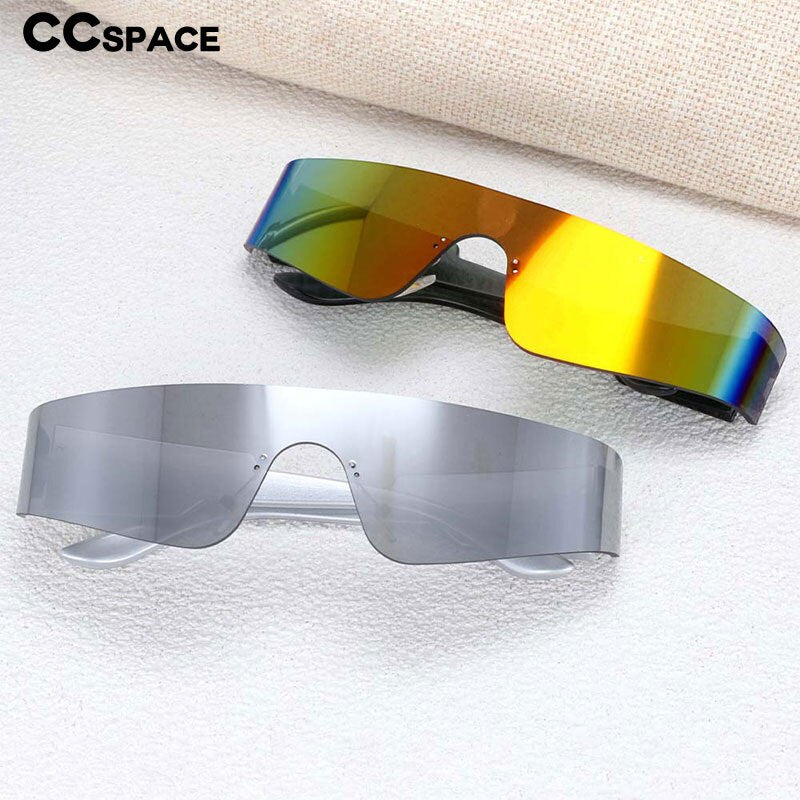 CCspace Unisex Rimless Rectangle Goggle Resin One Lens Frame Sunglasses 54474 Sunglasses CCspace Sunglasses