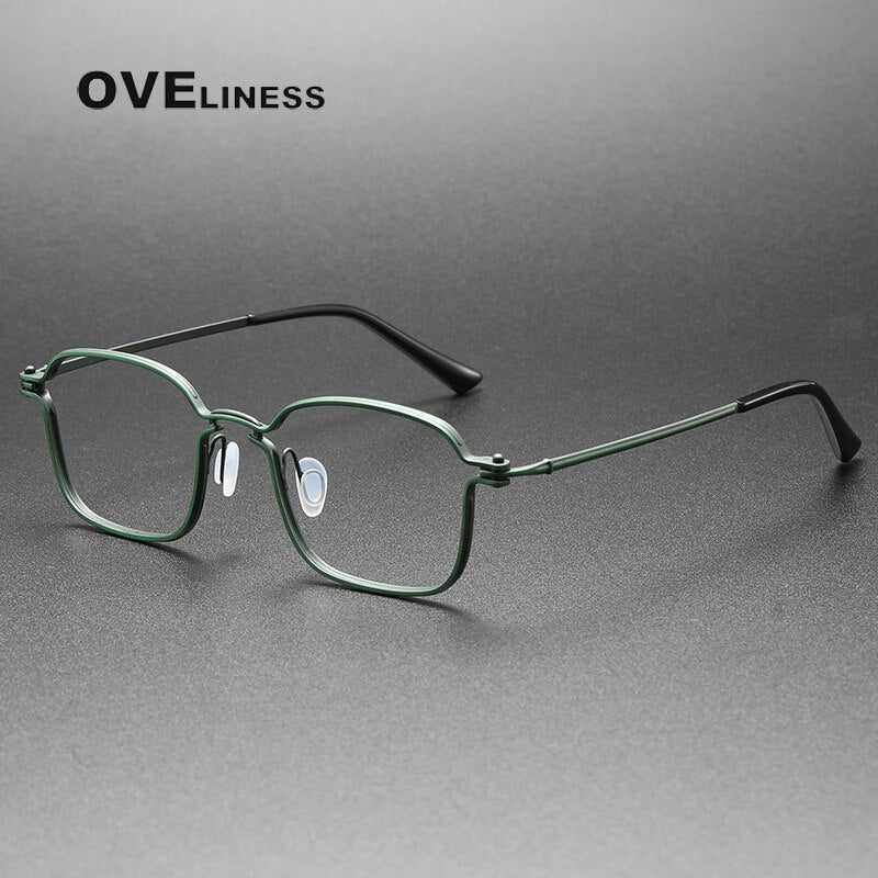 Oveliness Unisex Full Rim Square Titanium Eyeglasses 5898 Full Rim Oveliness green