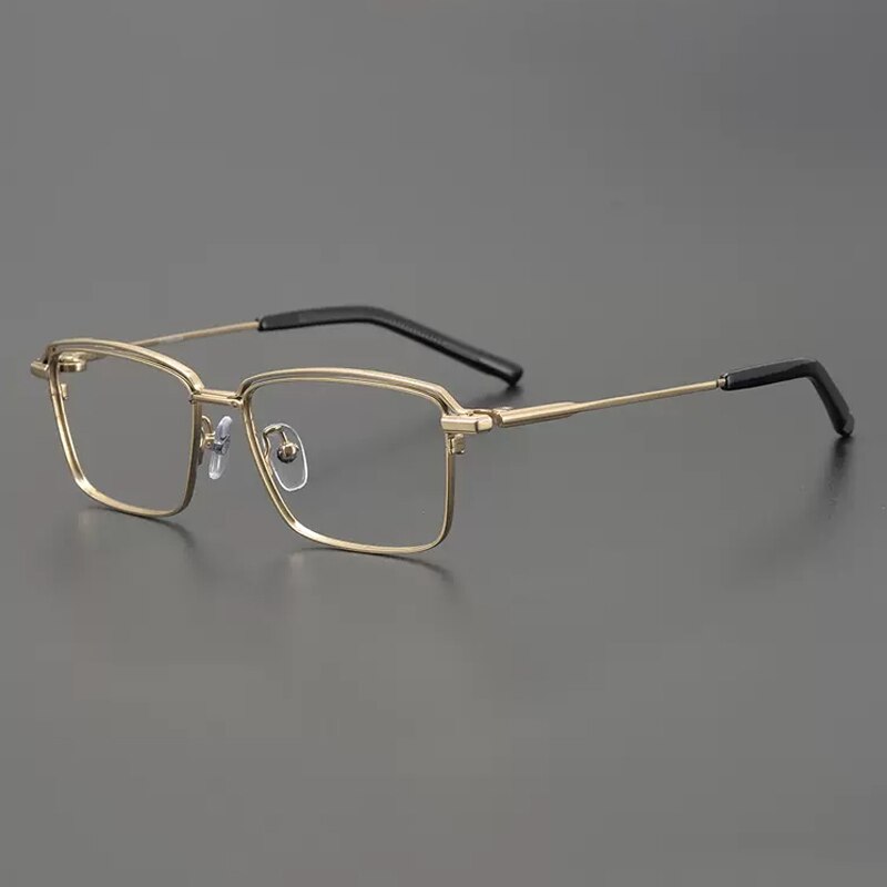 Gatenac Unisex Full Rim Square Titanium Eyeglasses Gxyj906 Full Rim Gatenac Gold