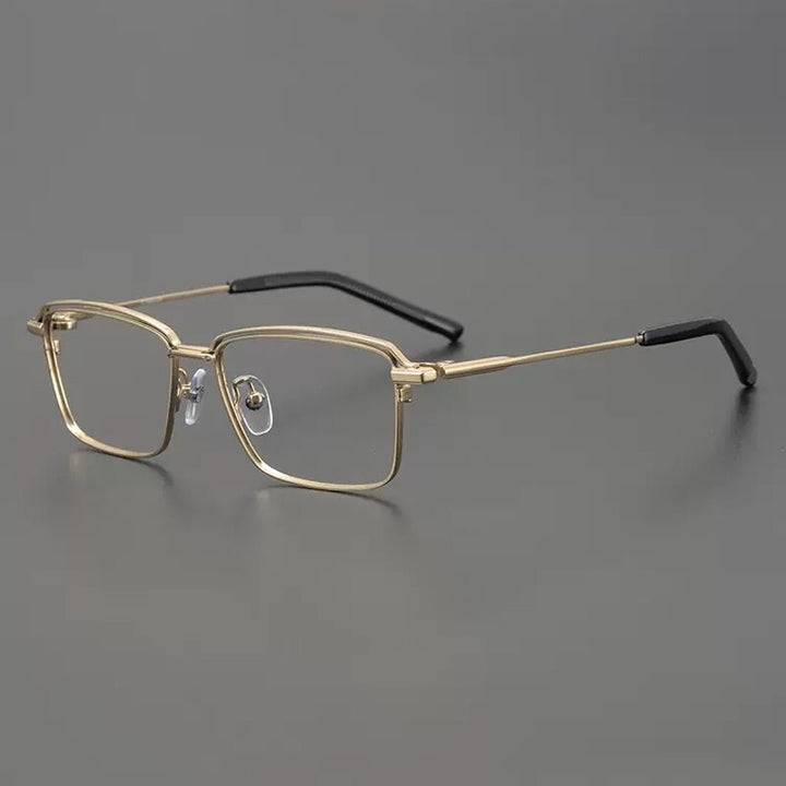 Gatenac Unisex Full Rim Square Titanium Eyeglasses Gxyj906 Full Rim Gatenac Gold