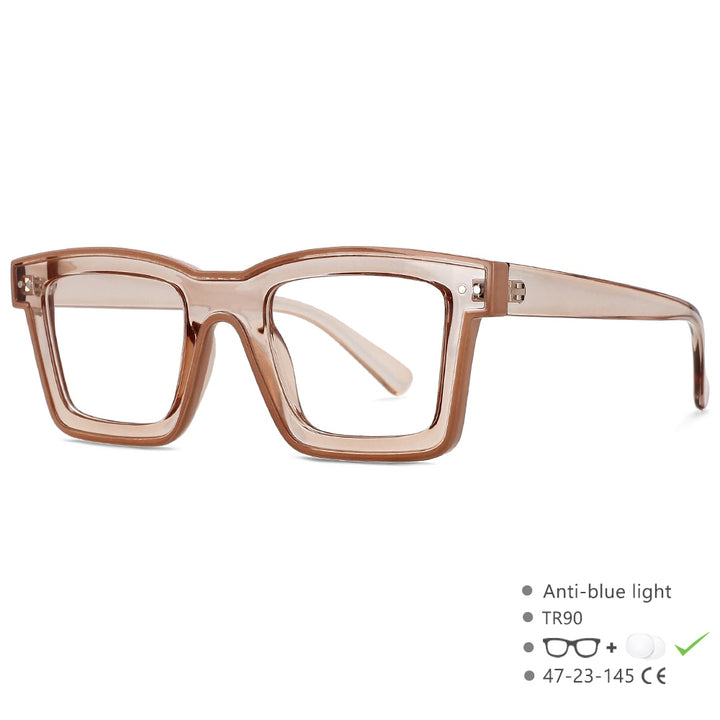 CCspace Unisex Full Rim Square Punk Acetate Eyeglasses 55599 Full Rim CCspace China Tea