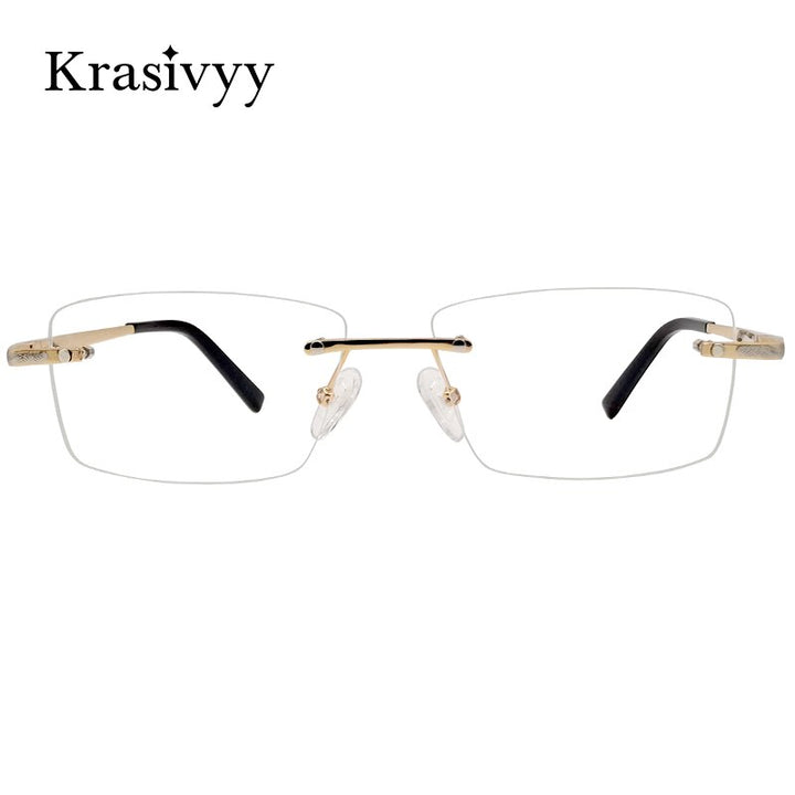 Krasivyy Unisex Rimless Square Titanium Eyeglasses Kr8604 Rimless Krasivyy