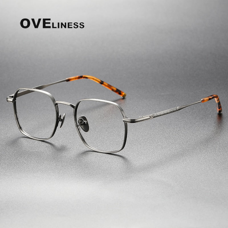 Oveliness Unisex Full Rim Irregular Square Titanium Eyeglasses Capeua Full Rim Oveliness gun