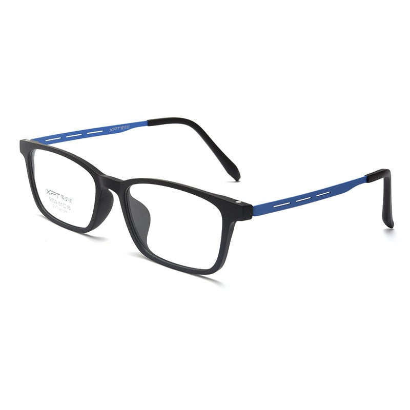 Yimaruili Unisex Full Rim Small Square Tr 90 Rubber Titanium Eyeglasses 9839XP Full Rim Yimaruili Eyeglasses Black Blue