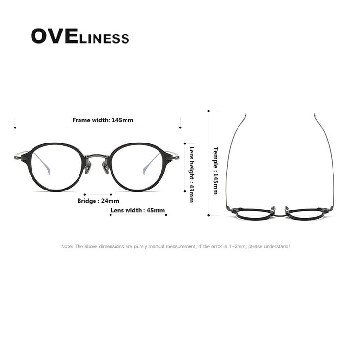 Oveliness Unisex Full Rim Round Acetate Titanium Eyeglasses Kmn182 Full Rim Oveliness