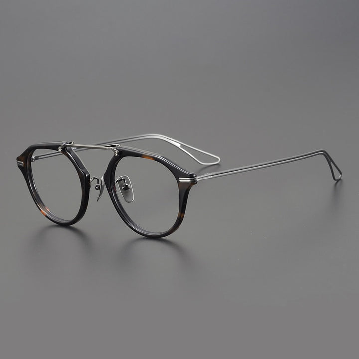 Gatenac Unisex Full Rim Oval Double Bridge Titanium Eyeglasses Gxyj925 Full Rim Gatenac
