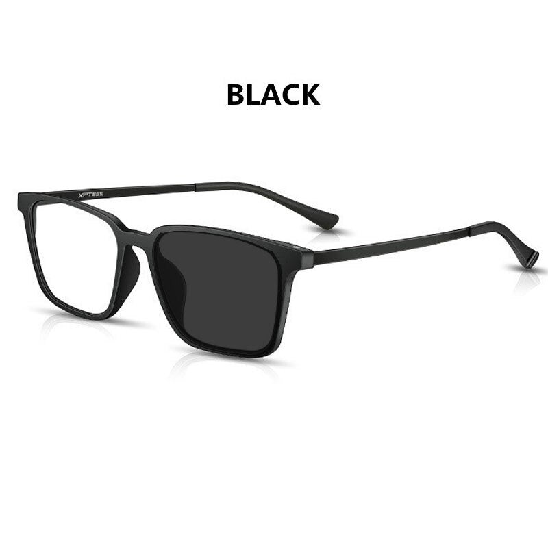 Handoer Unisex Full Rim Square Tr 90 Titanium Hyperopic Photochromic +175 To +325 Reading Glasses 9822-1 Reading Glasses Handoer +175 BLACK PHOTO