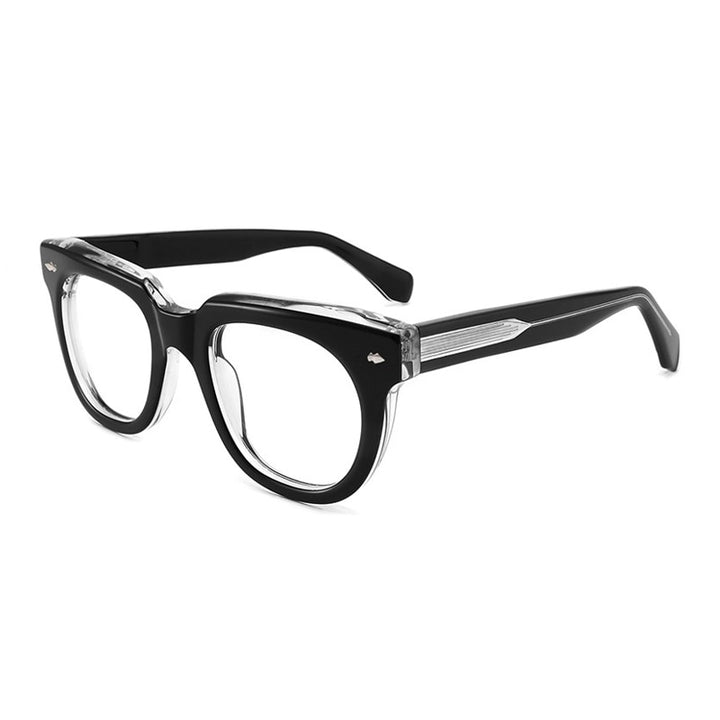 Gatenac Unisex Full Rim Square Acetate Frame Eyeglasses Gxyj774 Full Rim Gatenac Black Transparent