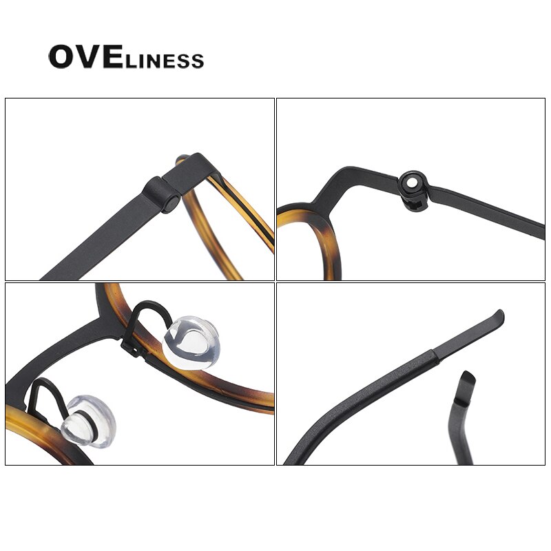 Oveliness Unisex Full Rim Round Acetate Titanium Eyeglasses 9707 Full Rim Oveliness