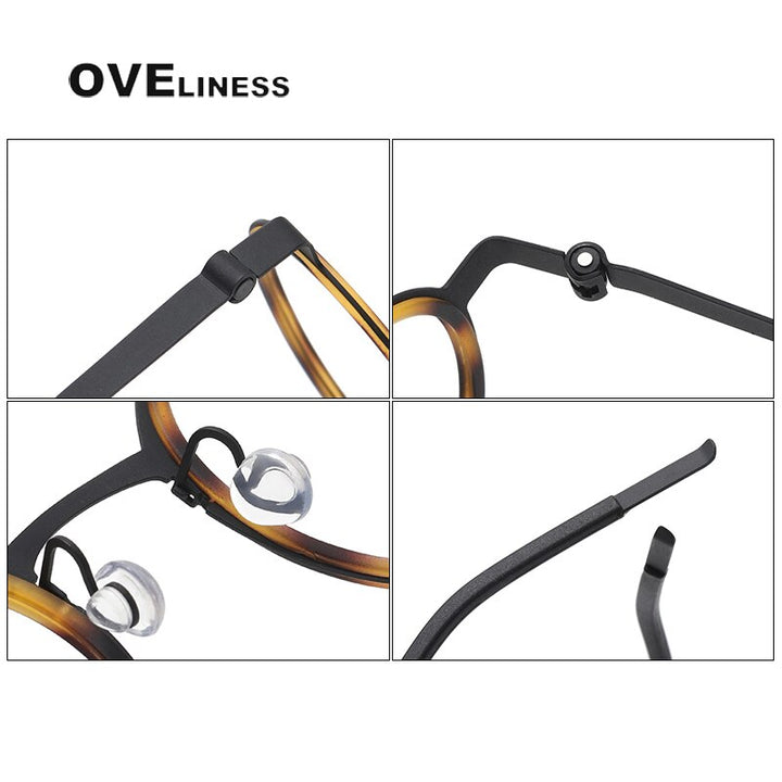 Oveliness Unisex Full Rim Round Acetate Titanium Eyeglasses 9707 Full Rim Oveliness