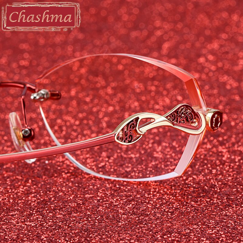 Chashma Women's Rimless Diamond Cut Titanium Oval Frame Eyeglasses 5023 Rimless Chashma