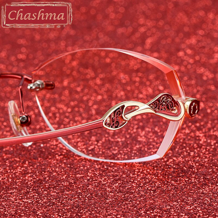 Chashma Women's Rimless Diamond Cut Titanium Oval Frame Eyeglasses 5023 Rimless Chashma