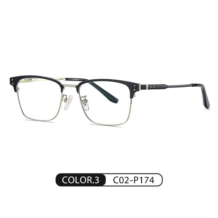 Bclear Unisex Full Rim Square Eyebrow Line Titanium Eyeglasses Wd916 Full Rim Bclear Black Gold