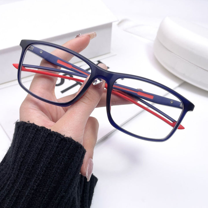 CCspace Unisex Full Rim Square Tr 90 Titanium Sport Eyeglasses 55473 Full Rim CCspace BlackRed China