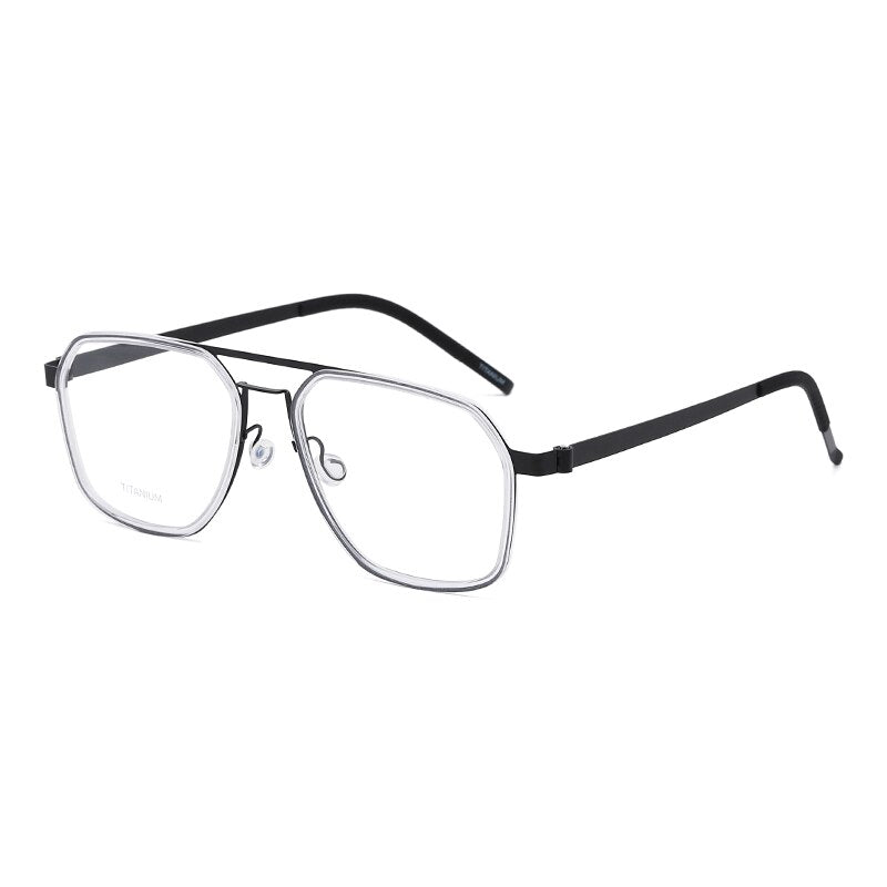 Zirosat Unisex Full Rim Polygon Double Bridge Titanium Acetate Eyeglasses 9753 Full Rim Zirosat transparent