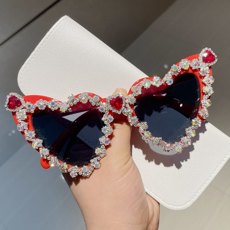 Monique Orenda Women's Full Rim Heart Acetate Frame UV400 Sunglasses 21312 Sunglasses Monique Orenda Red Gray Other