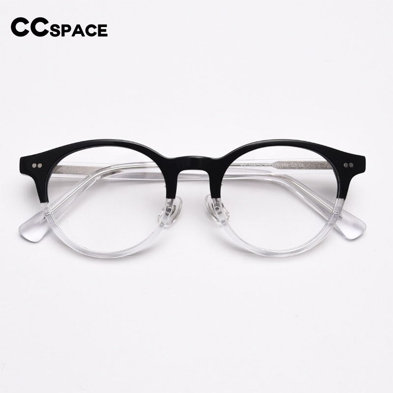 CCspace Unisex Full Rim Round Acetate Eyeglasses 55692 Full Rim CCspace