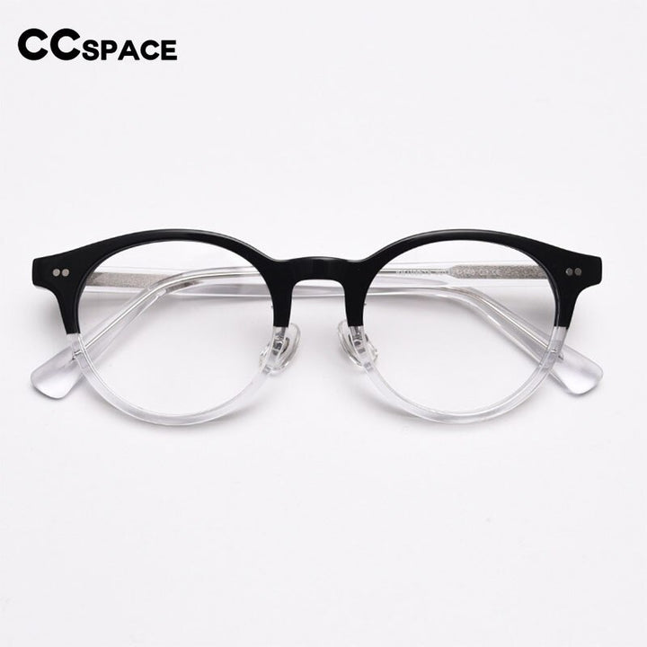 CCspace Unisex Full Rim Round Acetate Eyeglasses 55692 Full Rim CCspace