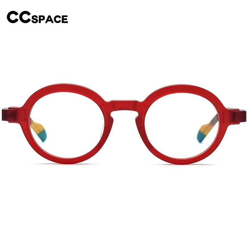 CCspace Unisex Full Rim Irregular Round Acetate Eyeglasses 54704 Full Rim CCspace