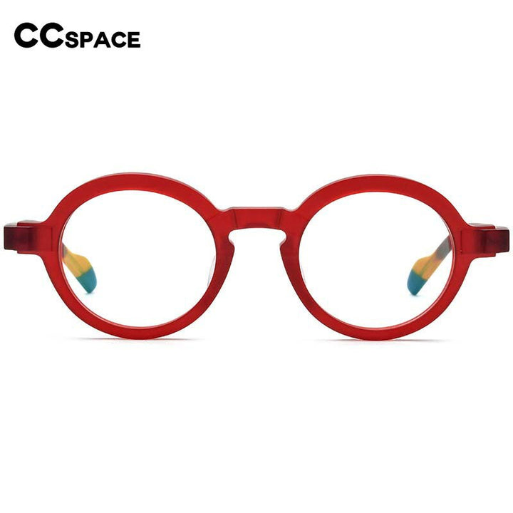 CCspace Unisex Full Rim Irregular Round Acetate Eyeglasses 54704 Full Rim CCspace
