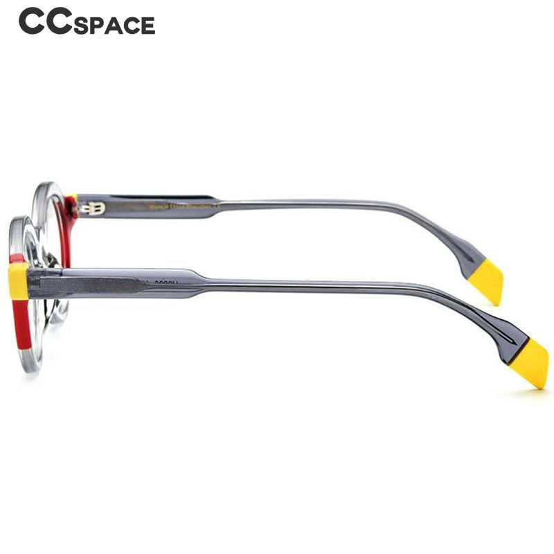 CCspace Unisex Full Rim Round Acetate Eyeglasses 53153 Full Rim CCspace