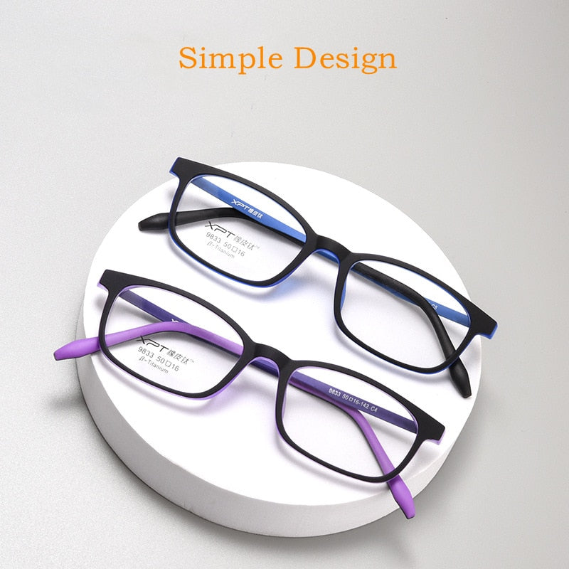 Yimaruili Unisex Full Rim Small Square Tr 90 Titanium Eyeglasses 9833XP Full Rim Yimaruili Eyeglasses