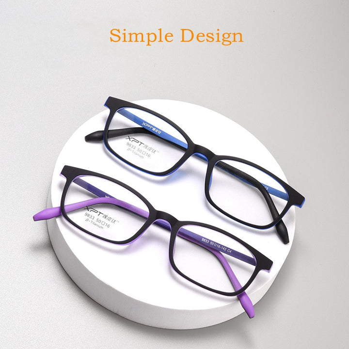 Yimaruili Unisex Full Rim Small Square Tr 90 Titanium Eyeglasses 9833XP Full Rim Yimaruili Eyeglasses