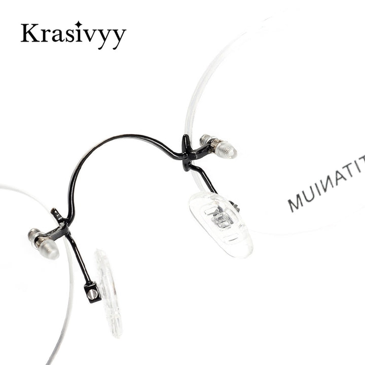 Krasivyy Unisex Rimless Round Titanium Eyeglasses Kr16035 Rimless Krasivyy
