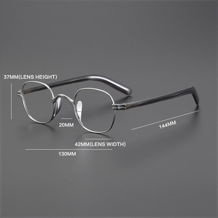 Gatenac Unisex Full Rim Small Square Acetate Titanium Eyeglasses Gxyj1014 Full Rim Gatenac