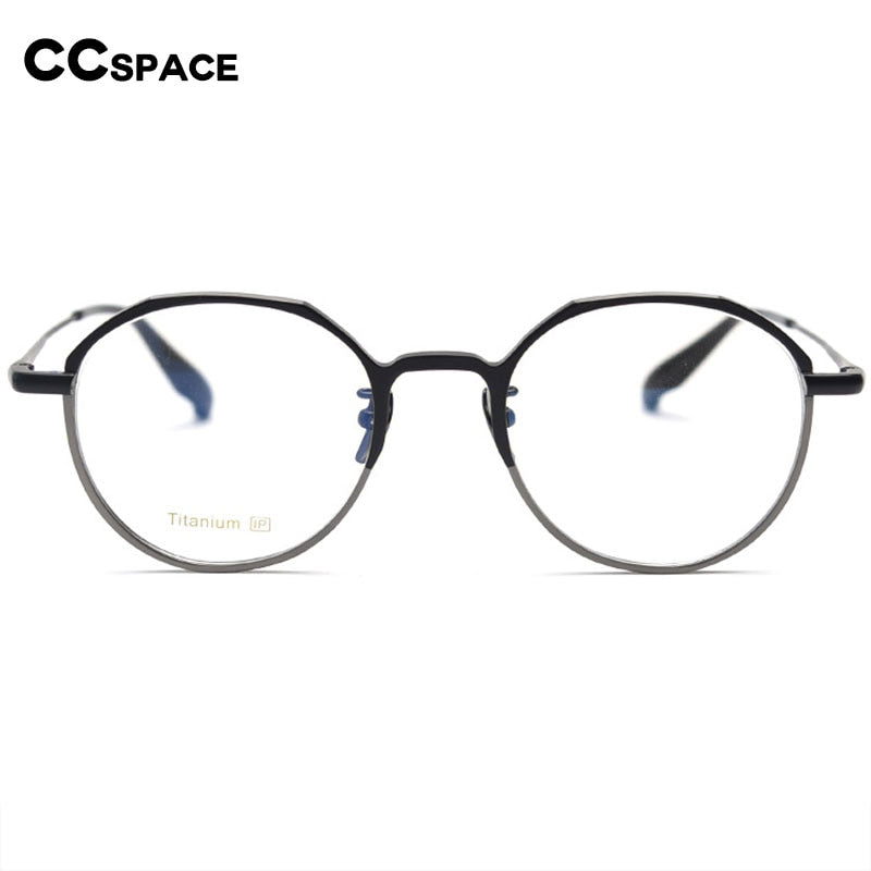 CCspace Unisex Full Rim Round Titanium Eyeglasses 55458 Full Rim CCspace