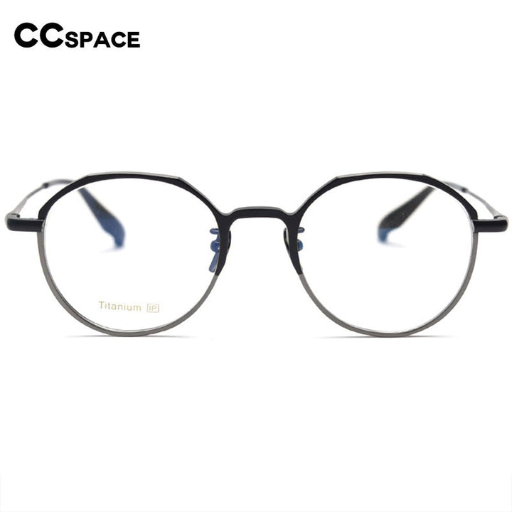 CCspace Unisex Full Rim Round Titanium Eyeglasses 55458 Full Rim CCspace