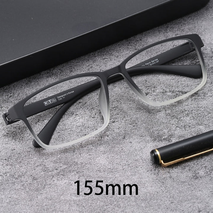 Cubojue Unisex Full Rim Oversized Tr 90 Titanium 155mm Myopic Reading Glasses Reading Glasses Cubojue no function lens 0 black clear