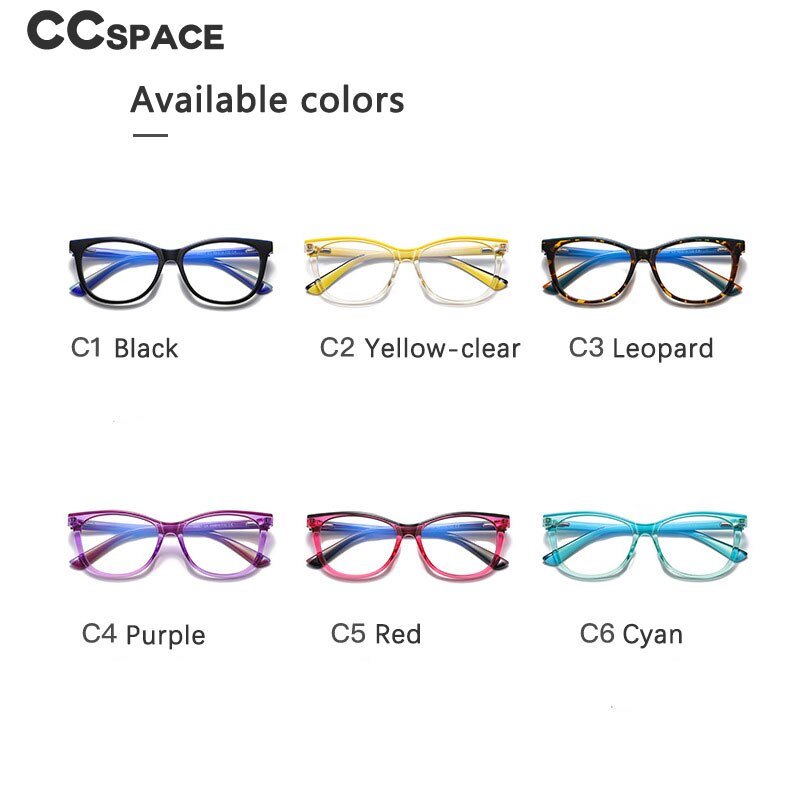 CCspace Youth's Unisex Full Rim Square Tr 90 Titanium Eyeglasses 54524 Full Rim CCspace