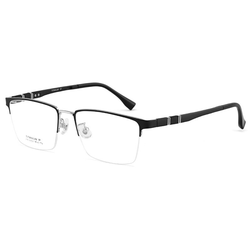 Bclear Unisex Semi Rim Square Titanium Eyeglasses Lb1110 Semi Rim Bclear Black silver
