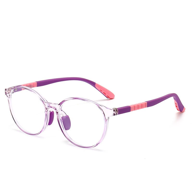 CCspace Unisex Youth Full Rim Round Silicone Eyeglasses 54668 Full Rim CCspace Purple pink China