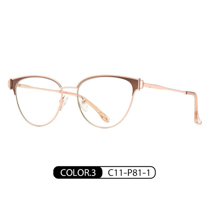 Zirosat Women's Full Rim Cat Eye Acetate Alloy Eyeglasses 8611 Full Rim Zirosat coffee-golden