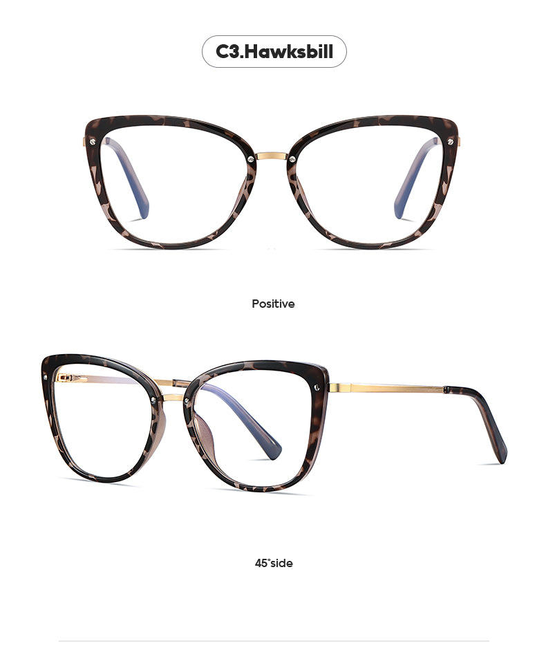 Gmei Women's Full Rim TR 90 Metal Cat Eye Frame Eyeglasses 2076 Full Rim Gmei Optical