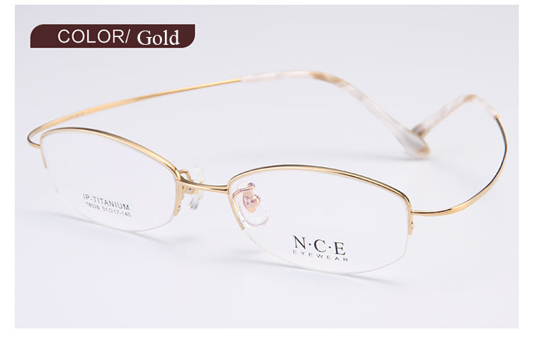 Bclear Women's Semi Rim Titanium Oval Eyeglasses Sc18026 Semi Rim Bclear