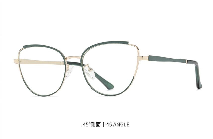 CCspace Women's Semi Rim Square Cat Eye Alloy Eyeglasses 55606 Semi Rim CCspace China Green