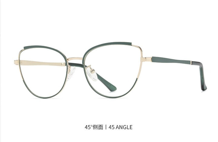 CCspace Women's Semi Rim Square Cat Eye Alloy Eyeglasses 55606 Semi Rim CCspace China Green