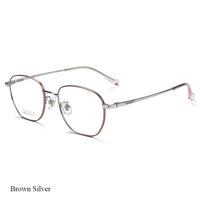 Bclear Unisex Full Rim Square Titanium Eyeglasses Lb5509 Full Rim Bclear Brown silver