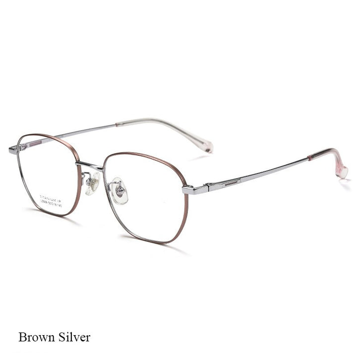 Bclear Unisex Full Rim Square Titanium Eyeglasses Lb5509 Full Rim Bclear Brown silver